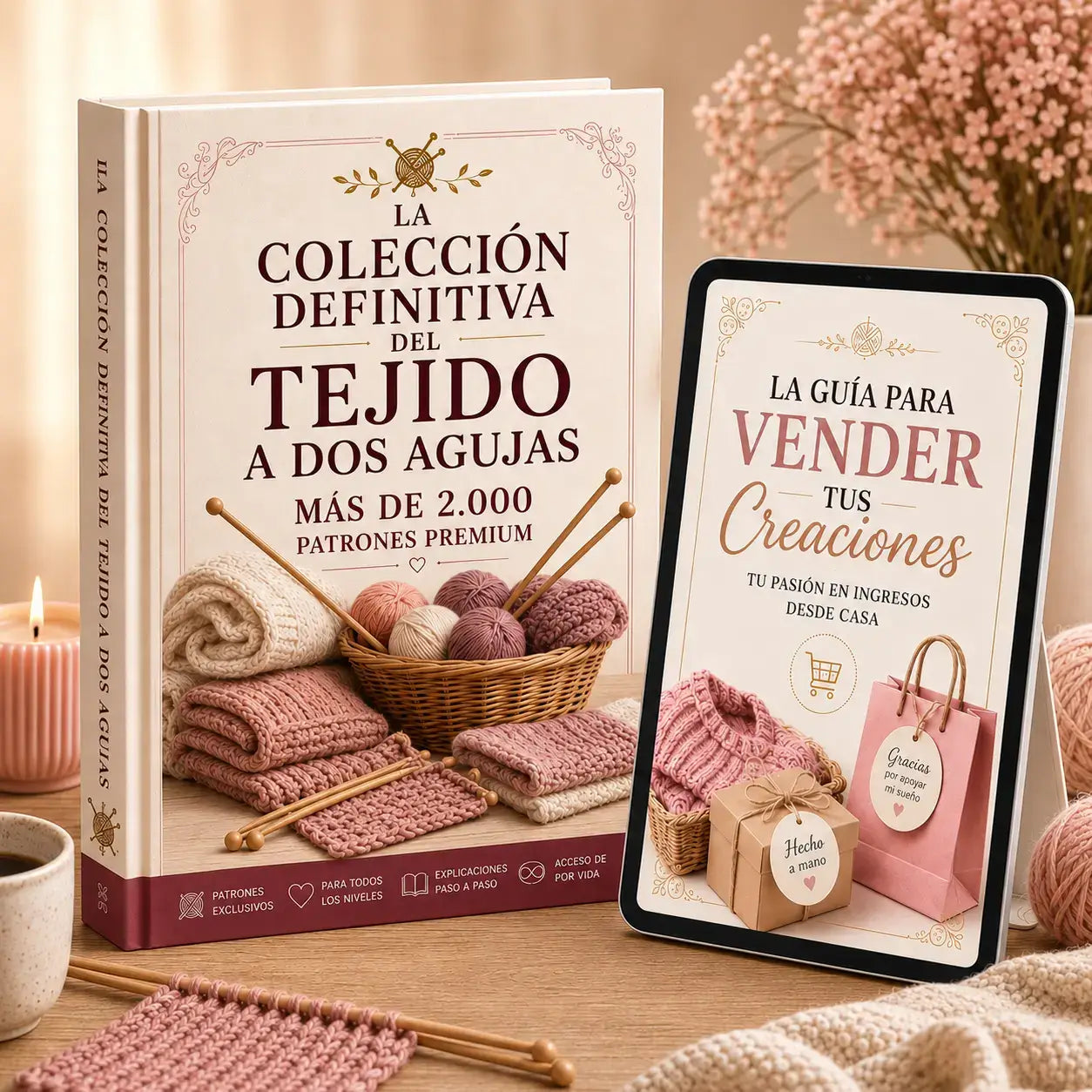 🌸 La Colección Definitiva del Tejido a dos Agujas: Pack Premium +7 Bonos Exclusivos 🎁
